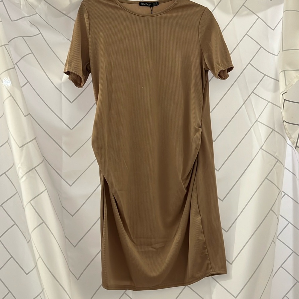 Maternity basic rib crew bodycon dress